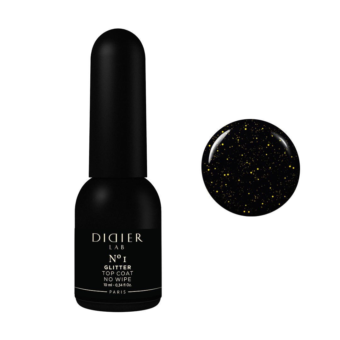 Gel polish "Didier Lab", Glitter Top coat No Wipe, No1, 10ml